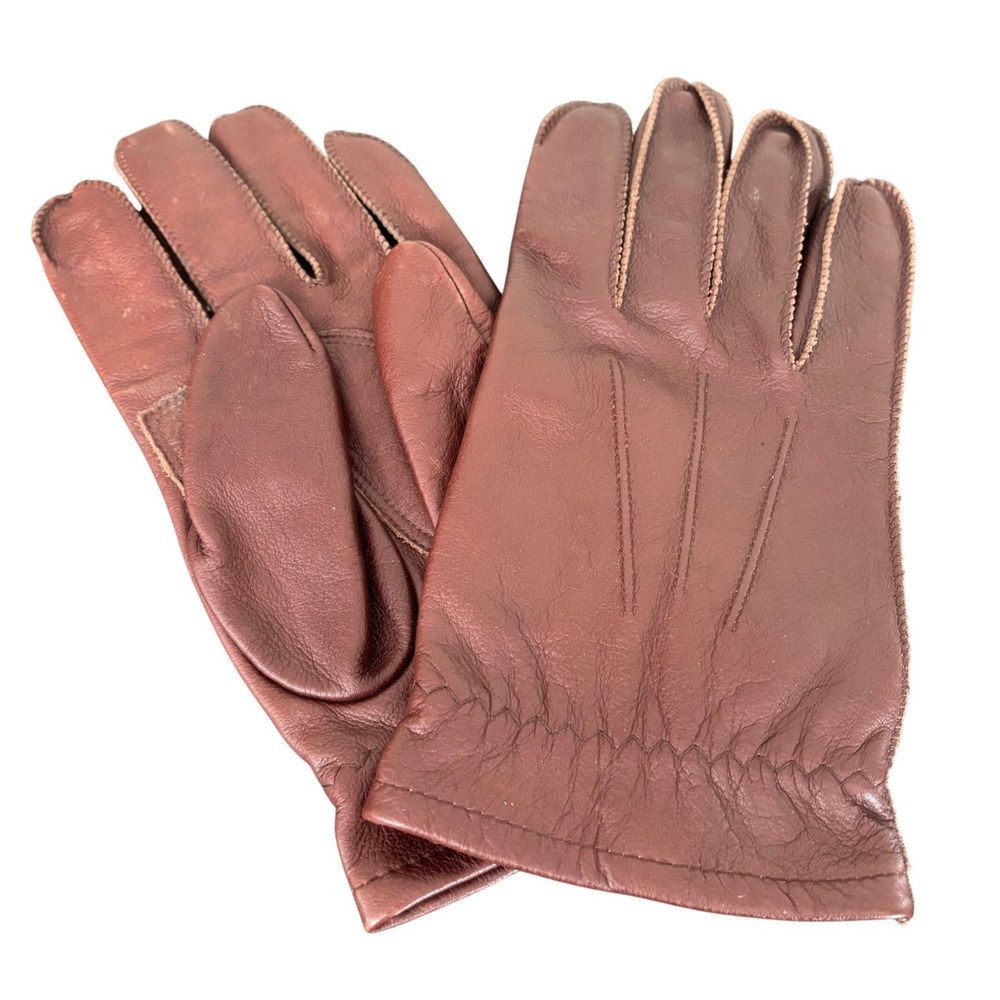 Lands End | Mens XL | Brown Genuine Leather Unlined Driving Gloves